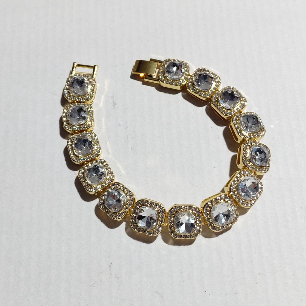 Women's Gold and Clear Stone Bracelet, One Size